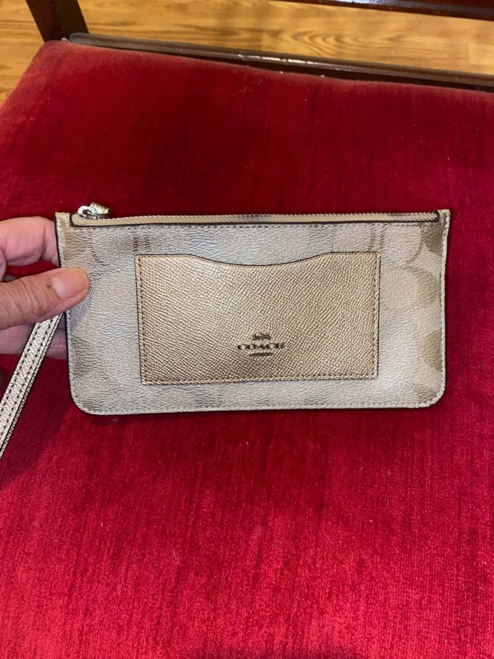 Coach Signature Zip Top Cardholder Wristlet Leather Wallet - Picture 3 of 13